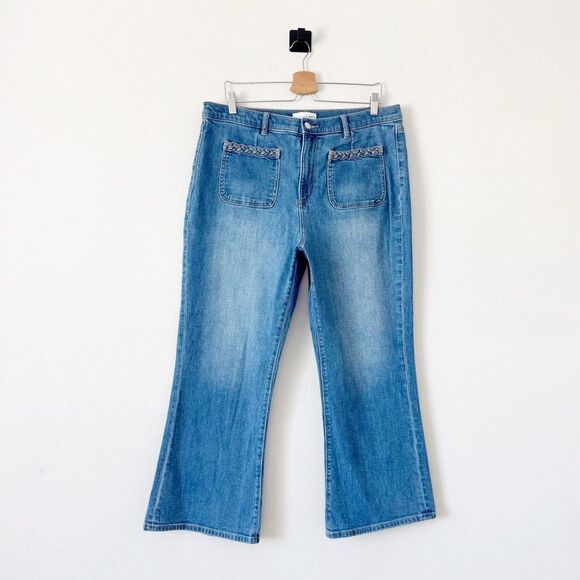 Ann Taylor LOFT Braided High Rise Kick Crop Jeans Size 32/14 - Picture 2 of 10